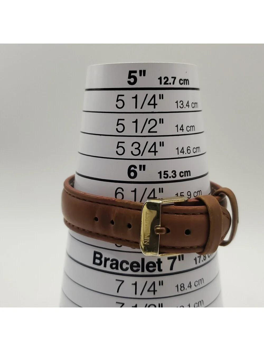 Nine West Quartz Gold Tone Brown Leather Band Womens Watch 36mm New Battery